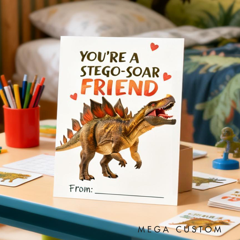 Personalized Dinosaur Valentines Kids Classroom Exchange Cards Valentines Gifts