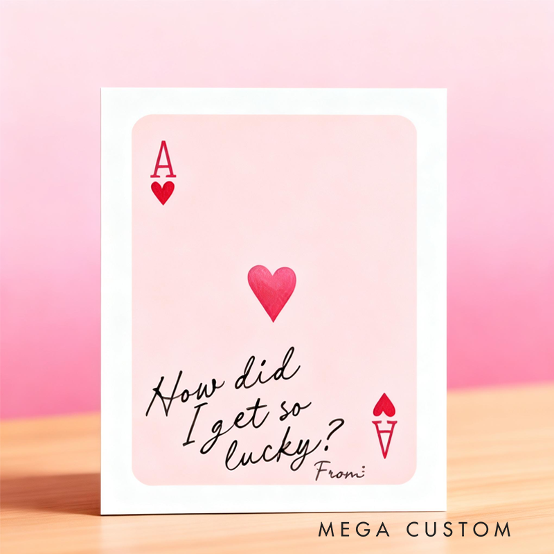 Personalized Ace of Hearts Greeting Card Kids Classroom Exchange Cards Valentines Gifts