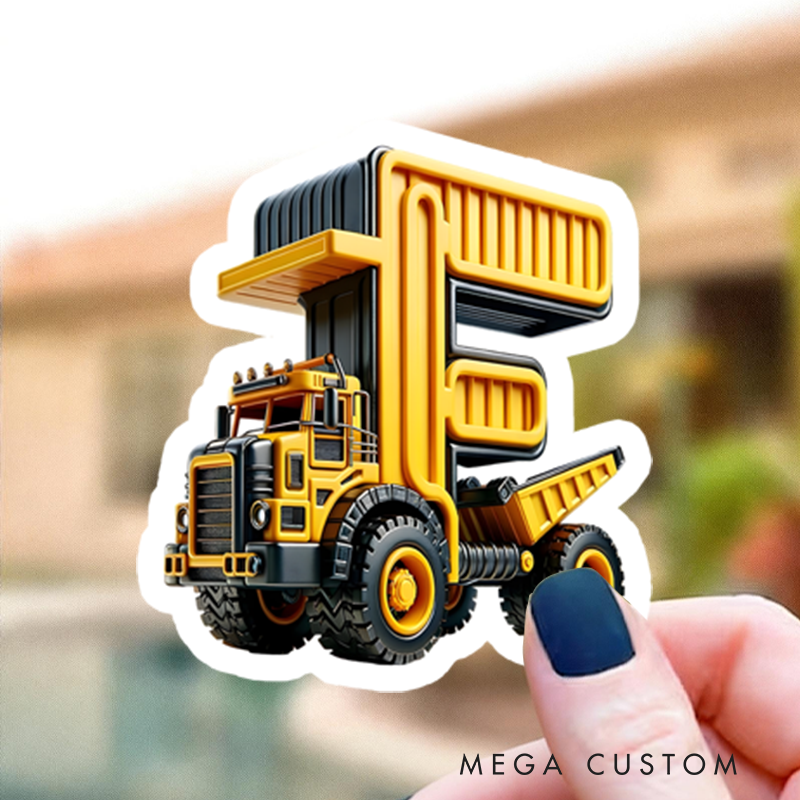Personalized Cute Construction Vehicles Waterproof Stickers with Name Gift Decor Party Favors for Kids