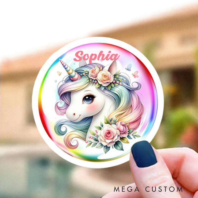 Personalized Cute Dream Horse Waterproof Stickers with Name Gift Decor Party Favors for Kids