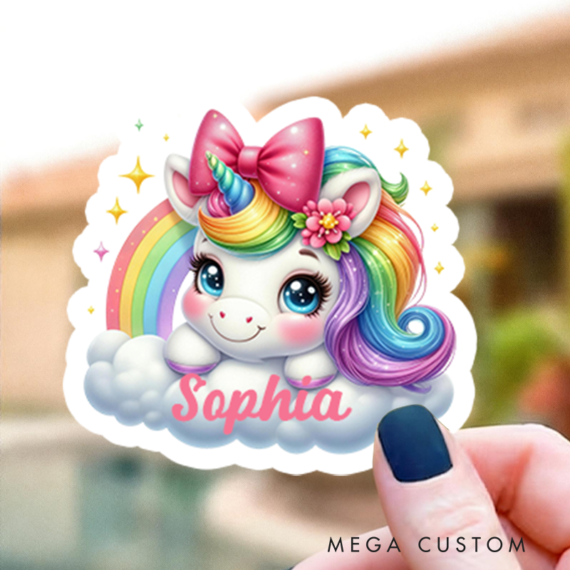 Personalized Cartoon Dream Horse Stickers with Name Gift Decor Party Favors for Kids