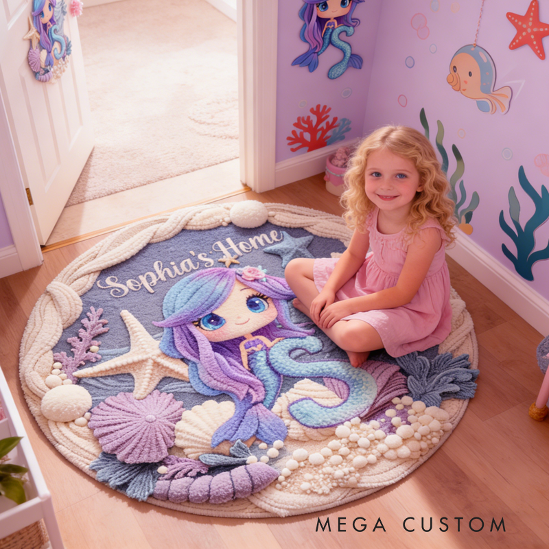 Personalized Cartoon Mermaid Customizable with Your Name Cute Gift for Children
