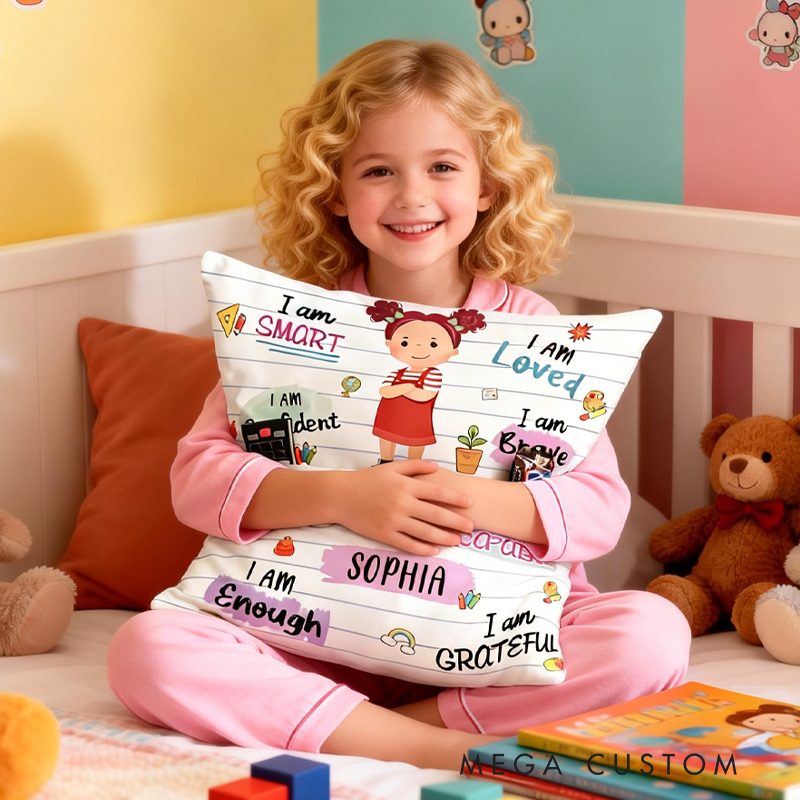Personalized I Am Confident Pocket Pillow with Name Birthday Gifts for Kids  