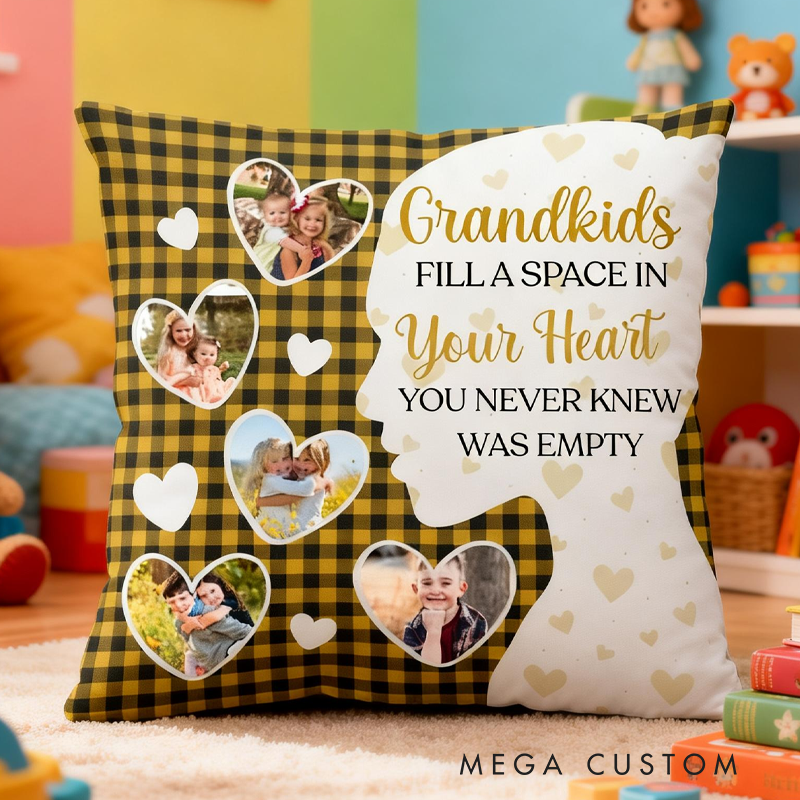 Personalized Grandkids Fill Space In Your Heart Photo Pillow Birthday Gifts for Kids