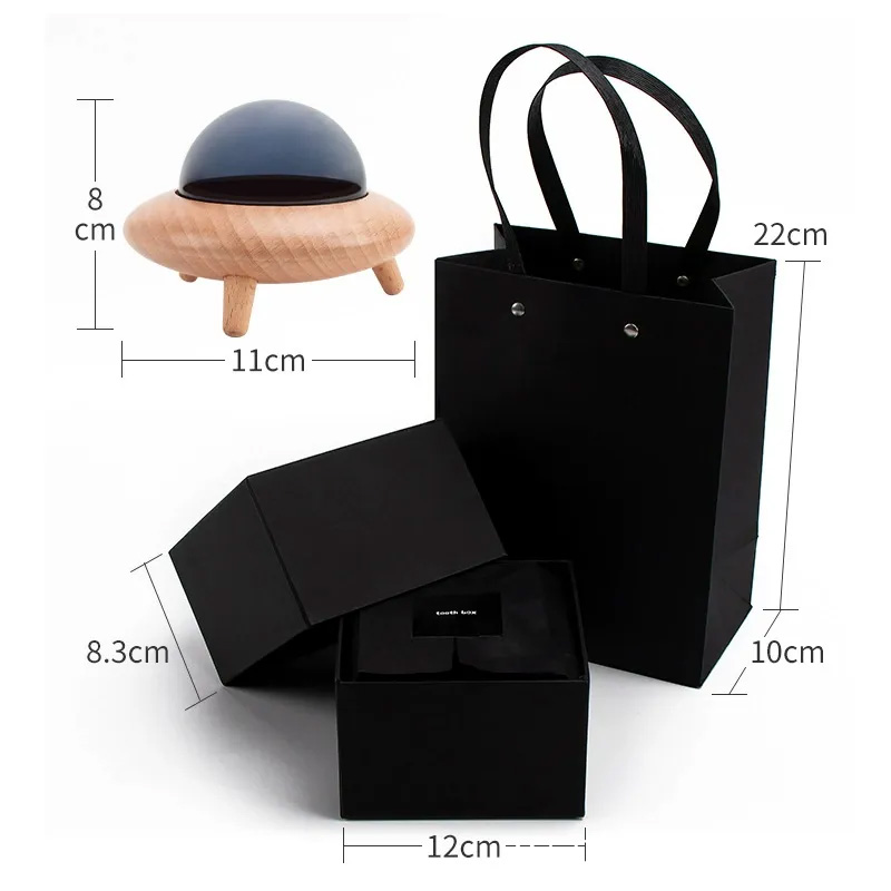 Personalized Astronaut Theme Custom Name Round Spaceship Style Wooden Memory Tooth box