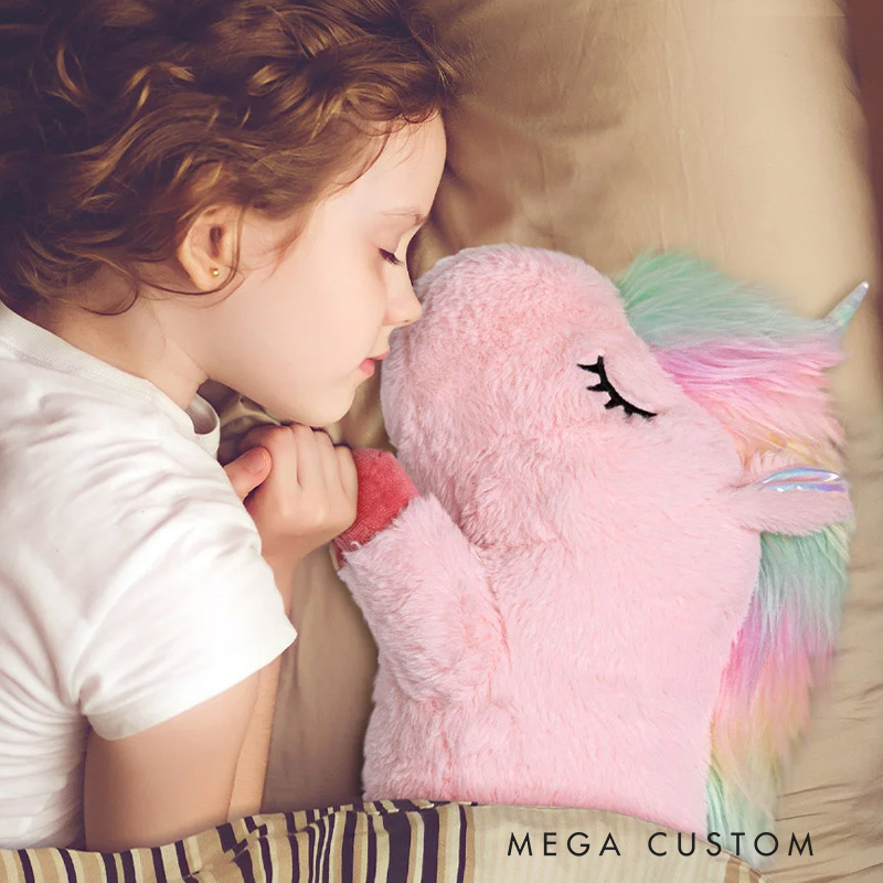 Personalized Cute Comfort Fantasy Rainbow Horse Plush Toy Pillow Soothing Long Plush Pillow with Kid Name Christmas Gift Birthday Gift for Kid