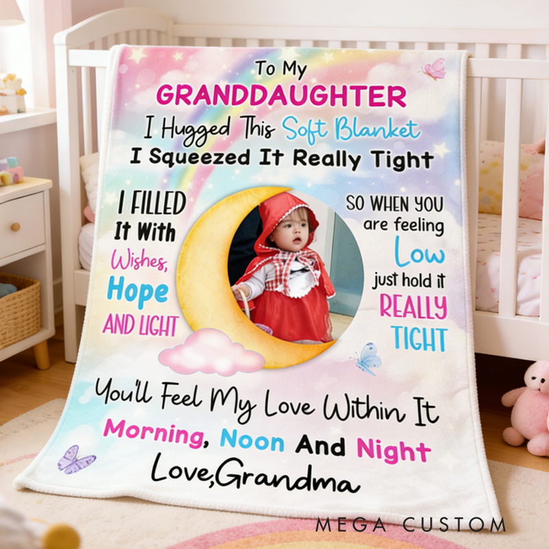 Personalized I Hugged This Soft Blanket I Squeezed It Really Tight Grandson Photo Blanket Home Decor Birthday Gift for Kids