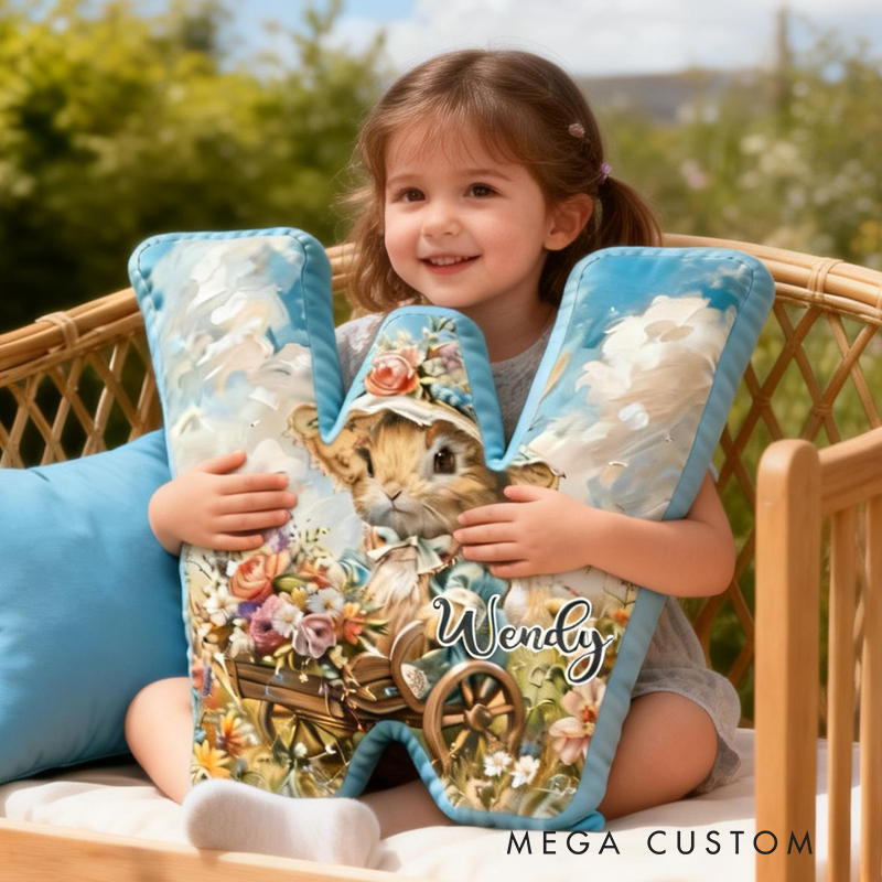 Personalized Retro Oil Painting Rabbit Graphic 3D Print Pillow Birthday Gifts Funny Gifts Easter Gifts