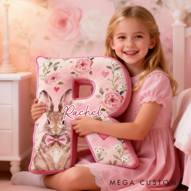 Personalized Cute Pink Rose Rabbit Graphic 3D Print Pillow Birthday Gifts Funny Gifts Easter Gifts Valentine's Day Gifts 