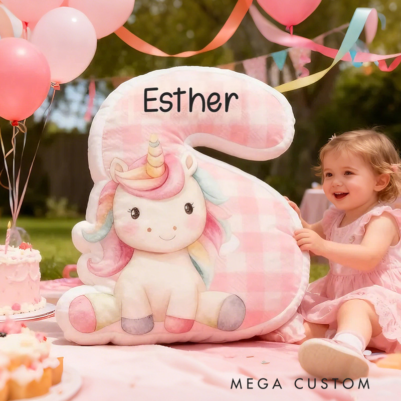 Personalized Animal Theme Custom Name Pink Blue Check Alphabet Letter Cushion Cute Rabbit 3D Print Pillow