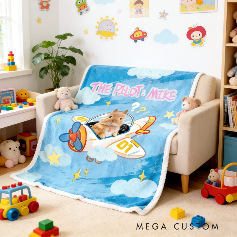 Personalized Pet Photo Blanket Blanket Flannel Sherpa Bed Couch Throw Nursery Home Decor Birthday Gift