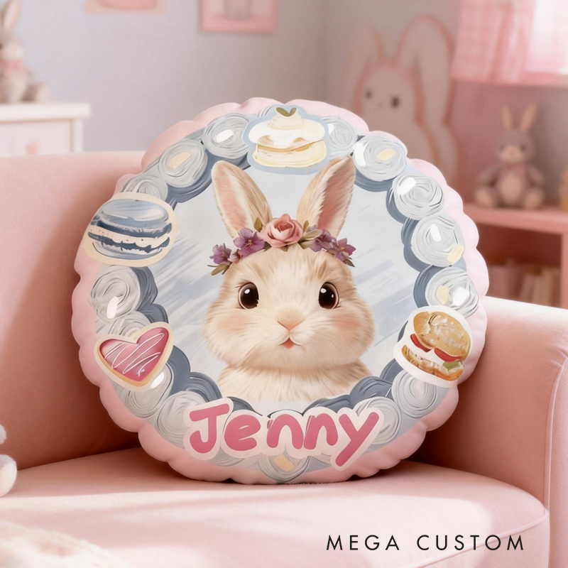 Personalized Cute Rabbit in Oil Painting Pillow Baby Animals Nursery Decor Cute Animals Cushion Toddler Gift Easter Gifts