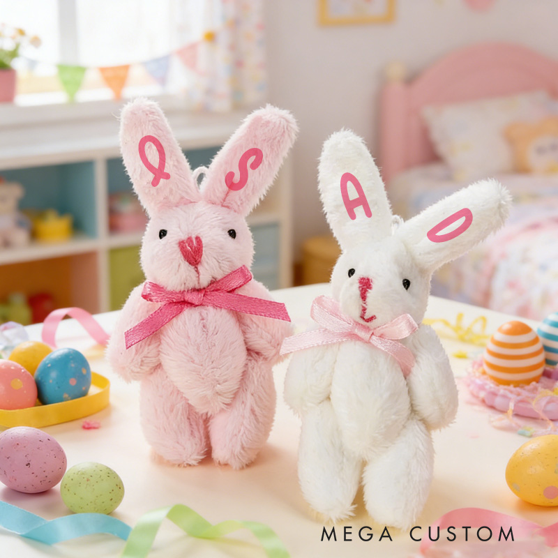 Personalized Cute Tiny Plush Pocket Hug Bunny Stuffed Companion Toy with Name Card Easter Basket Stuffers Holiday Easter Birthday Gift for Kids