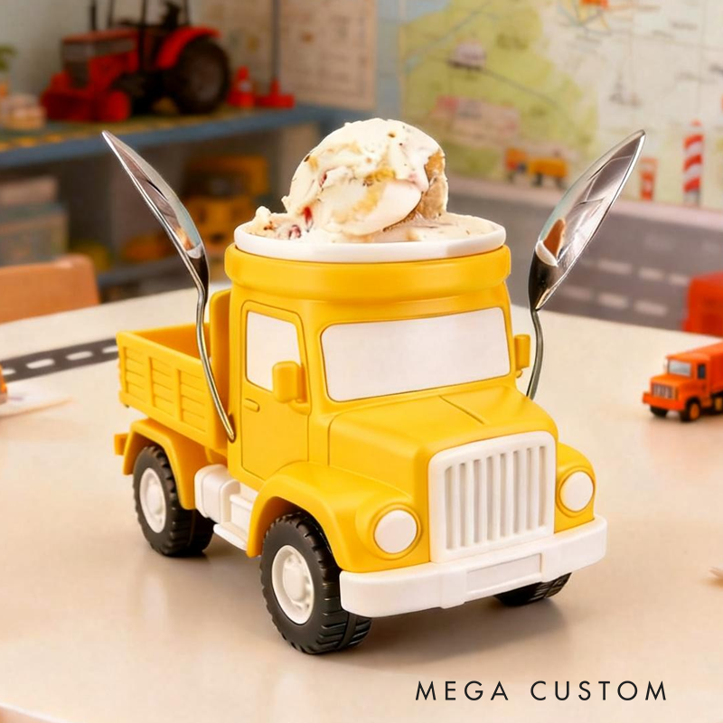 Colorful and Cool Trucks Ice Cream Pint Holder 3D Printed Cozy with Spoon Slot 