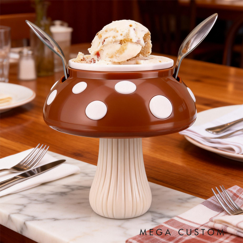 Cartoon Colorful Mushrooms Ice Cream Pint Holder 3D Printed Cozy with Spoon Slot Birthday Gifts for Kids