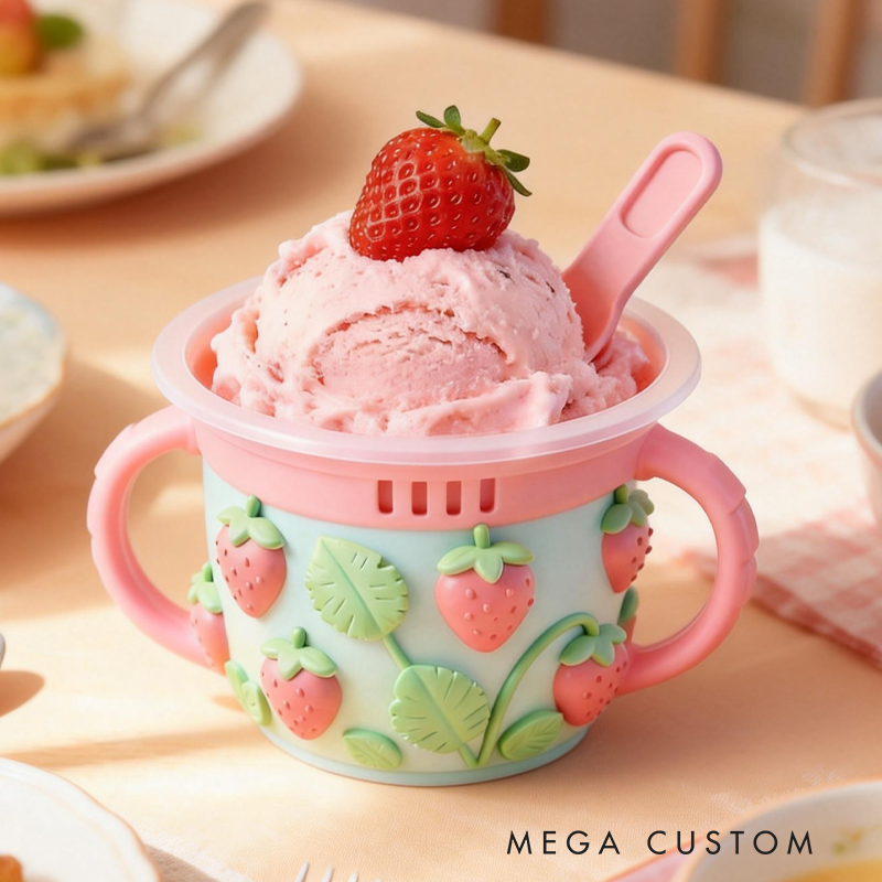 Cute Pink Strawberry Ice Cream Pint Holder 3D Printed Cozy Birthday Gifts for Kids