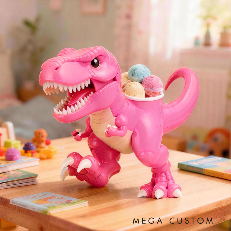 Domineering Dinosaurs in Various Colors Ice Cream Pint Holder 3D Printed Cozy Birthday Gifts for Kids