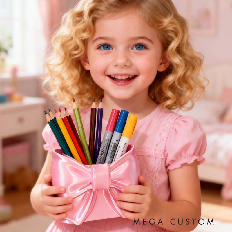 Cute Bow Pen Holder Storage Makeup Brush Holder Birthday Gift for Kids Kids Room Decor