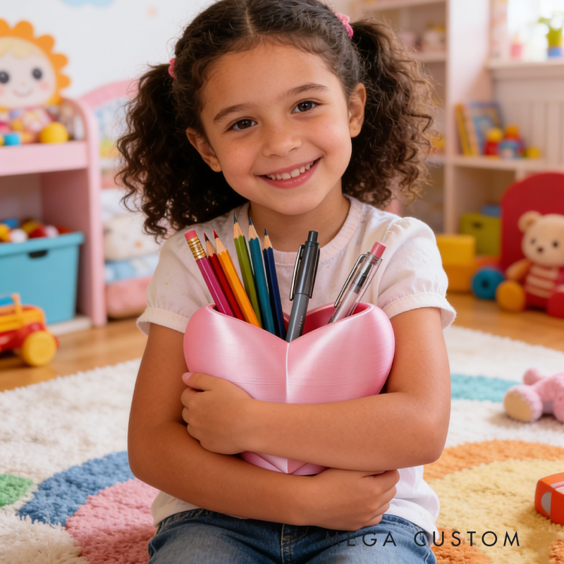 Cute Heart Pen Holder Storage Makeup Brush Holder Birthday Gift for Kids Kids Room Decor