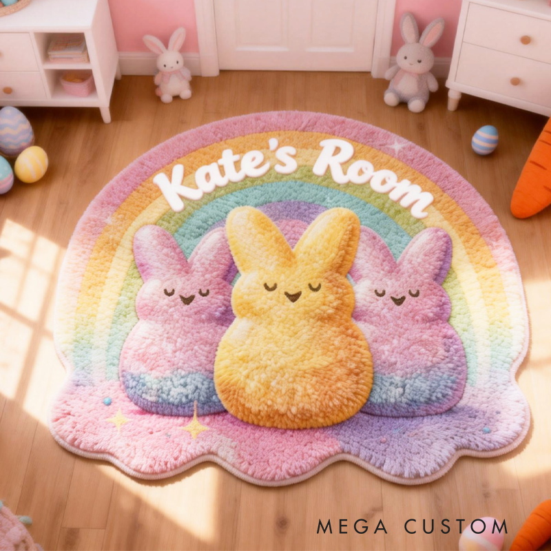 Personalized Cute Easter Peeps Bunnies with Name Home Decor Easter Gift for Kids Birthday Gift for Kids