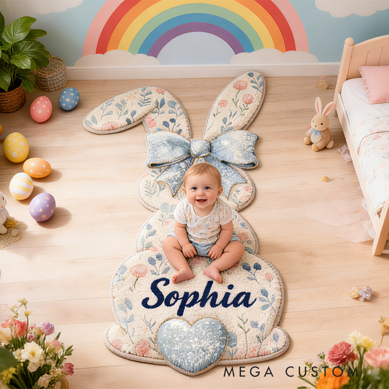 Personalized Cute Bunny Back View with Name Home Decor Easter Gift for Kids Birthday Gift for Kids