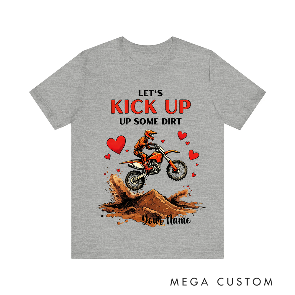 Personalized Couple’s Motocross T-Shirt Custom Dirt Bike Design for Riders in Love