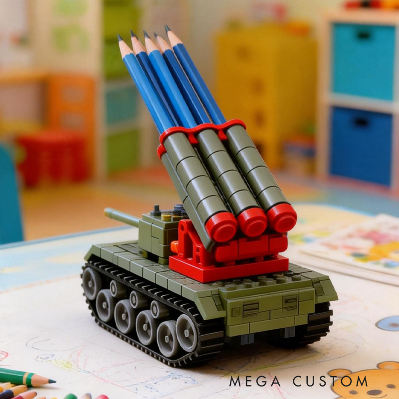 Military Tank Pen Holder Army Inspired Desk Organizer Model Birthday Gift for Kids Kids Room Decor 