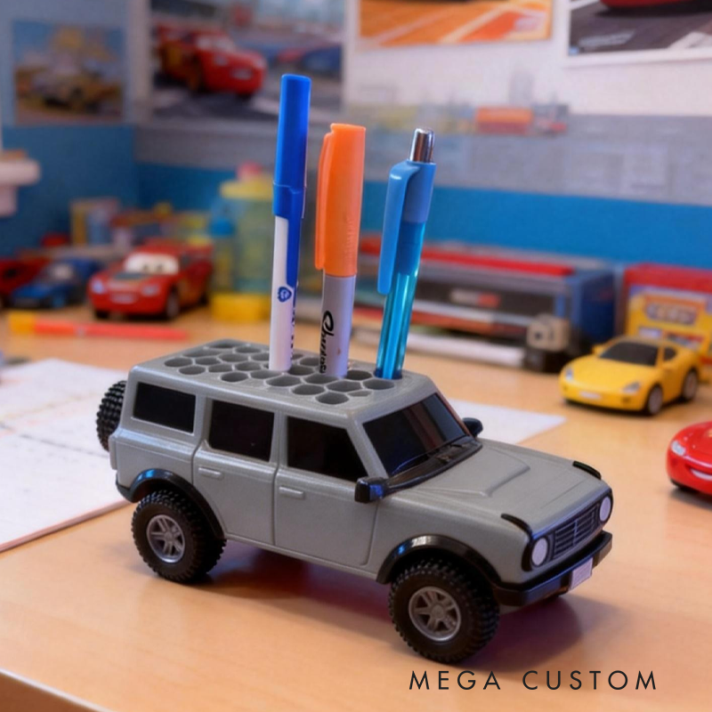 Off Road Trucks Pen Holder Desk Organizer Model Birthday Gift for Kids Kids Room Decor 