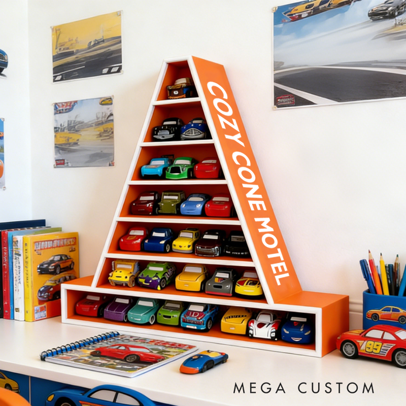 Cozy Cone Motel Car Shelf 3D Printed Display for Hot Wheels Matchbox Toys Gifts for Kids and Collectors