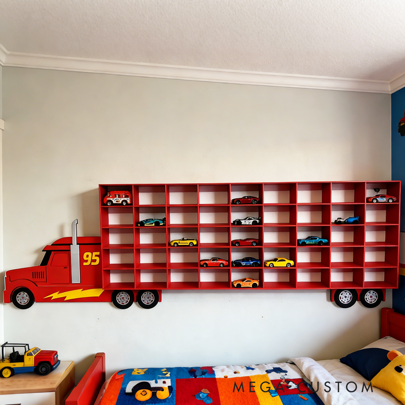 Mack Truck cars Toy shelf storage for cars Toddler boy gift Car Display Shelf Showcase for car Unique gifts for kids Mack organizer