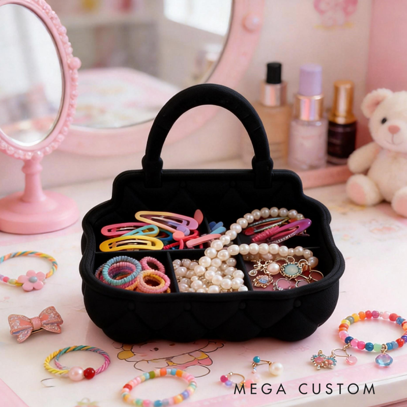 3D Printed Jewelry Organizer Cute Bag Shaped Vanity Decor Lipstick and Cosmetic Holder Stylish Desktop Storage