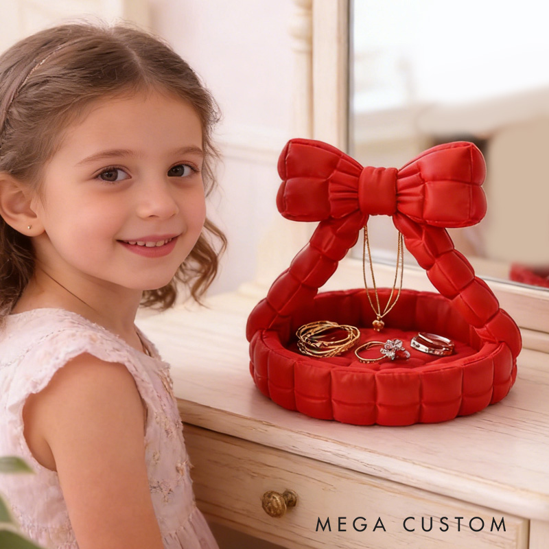 Bowknot Jewelry Holder Elegant 3D Printed Basket Shaped Organizer Perfect for Girls Dressing Table, Accessories, and Gift Decor