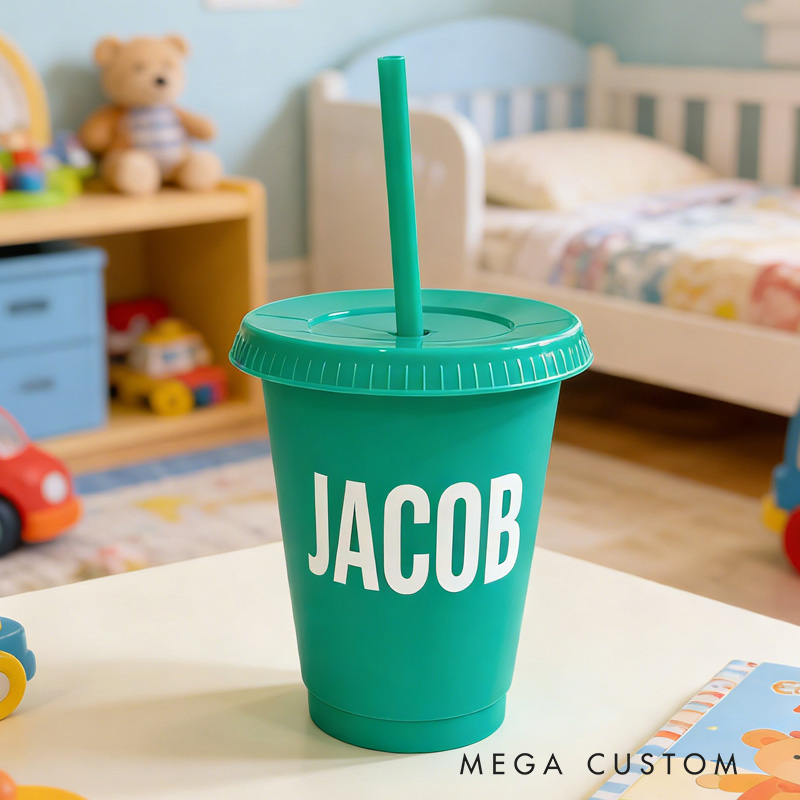 Personalized Name Reusable Red Cup Fun Custom Gift for Kids School Party Favor Everyday Use Children's cup with straw