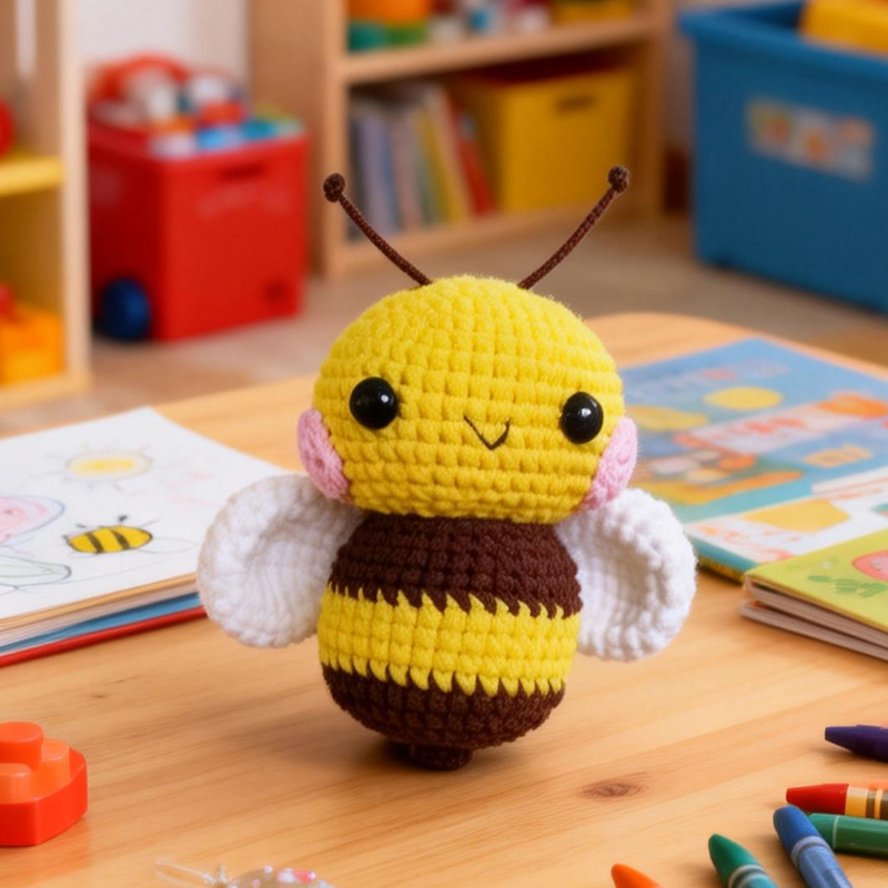 Handmade Crochet Cute Little Bee Animals Gift Creative Gifts  Birthday Gifts for Kids