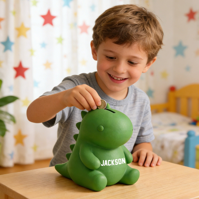 Personalized Dinosaur Theme Name T Rex Toy Money Box Fun Kids Room Decor Gift for Boys 3D Printing Piggy Bank