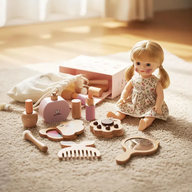 Personalized Wooden Kids Makeup Set Pretend Play Hair Salon Birthday Gifts for Baby or Kids
