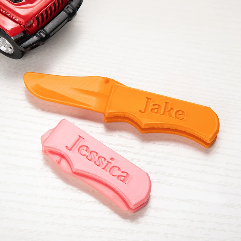 Personalized 3D Print Multicolor Folded Kid Play Knife with Name Enlightenment Fidget Toy Children's Day Birthday Gift for Boys Girls