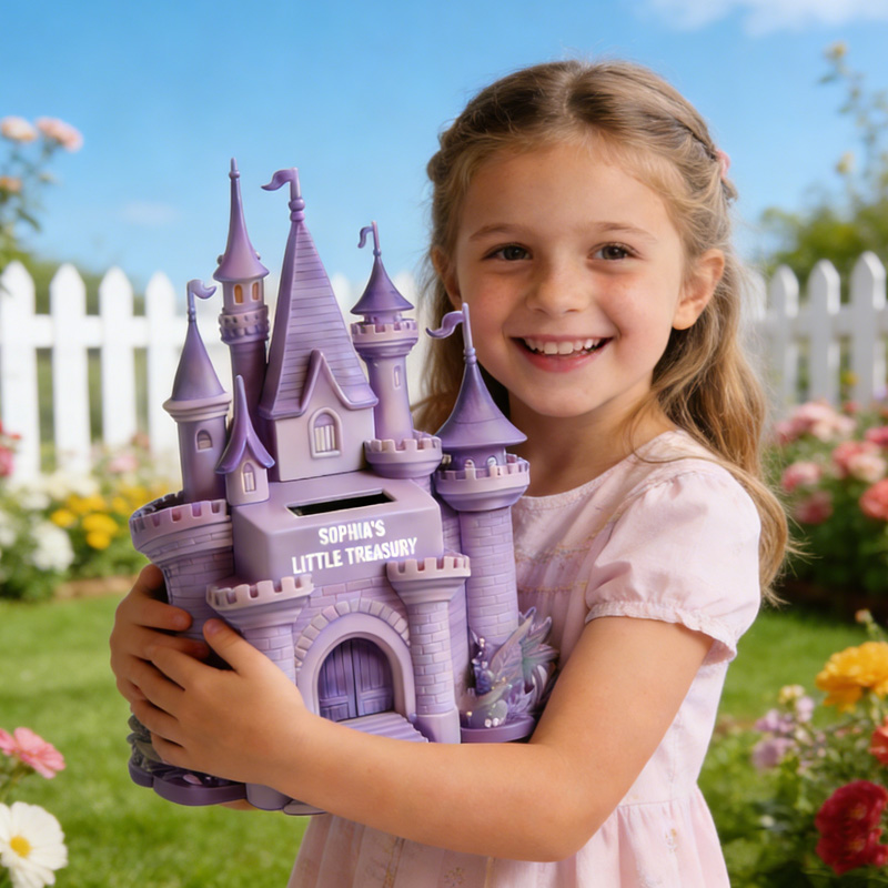 Personalized Princess Castle Theme Name Custom Kids Savings Coin Money Box Fairy Tale Gift Decor 3D Printing Piggy Bank