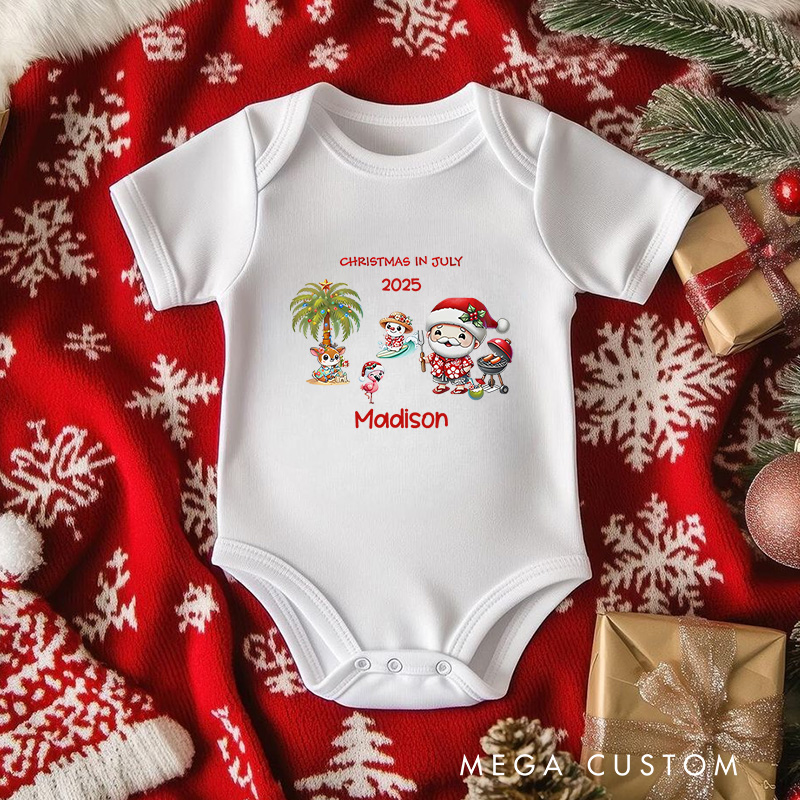 Personalized Christmas in July Baby Onesie Perfect for Fun and Festive Seasonal Celebrations Baby Onesie
