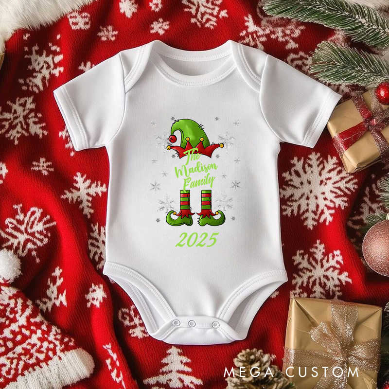 Personalized Festive Elf Baby Onesie Perfect for Adding Whimsy and Fun to Holiday Outfits Baby Onesie