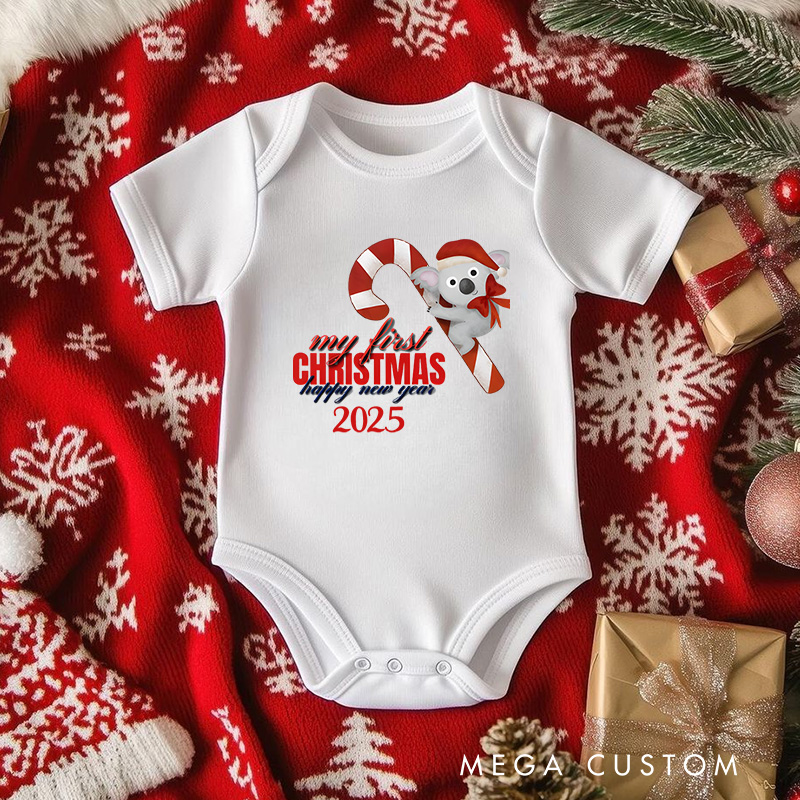 Personalized My First Christmas Candy Cane Baby Onesie Perfect for Marking a Baby’s Holiday Milestone Baby Onesie