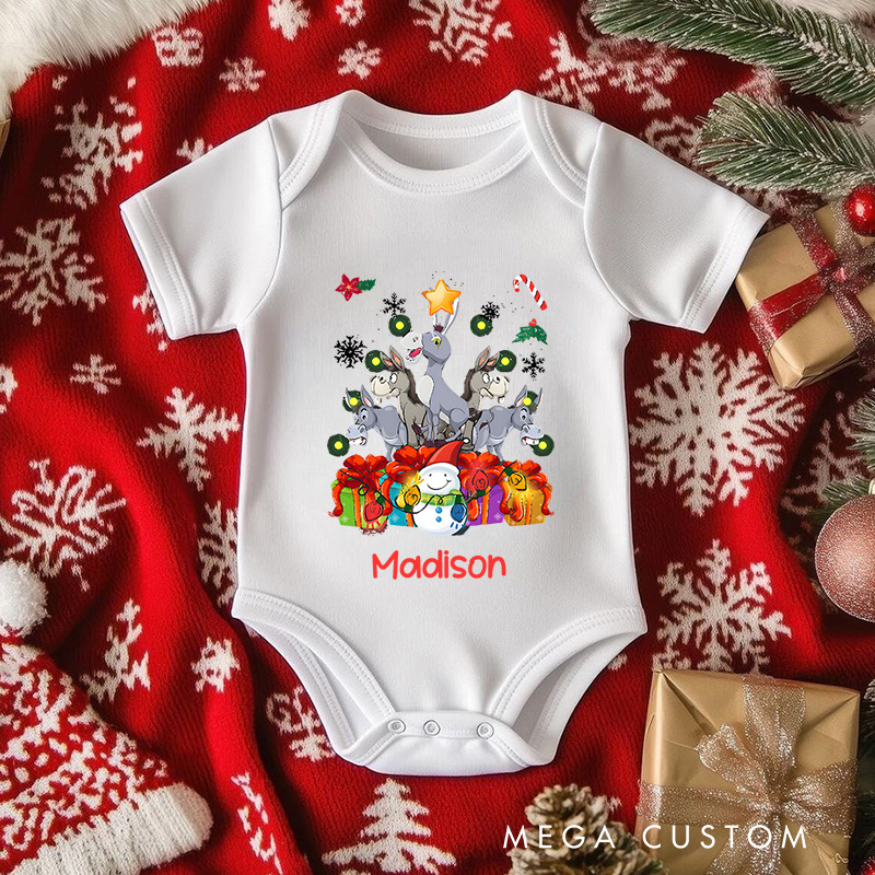 Personalized Christmas Characters Baby Onesie Perfect for a Playful and Joyful Holiday Celebration Baby Onesie