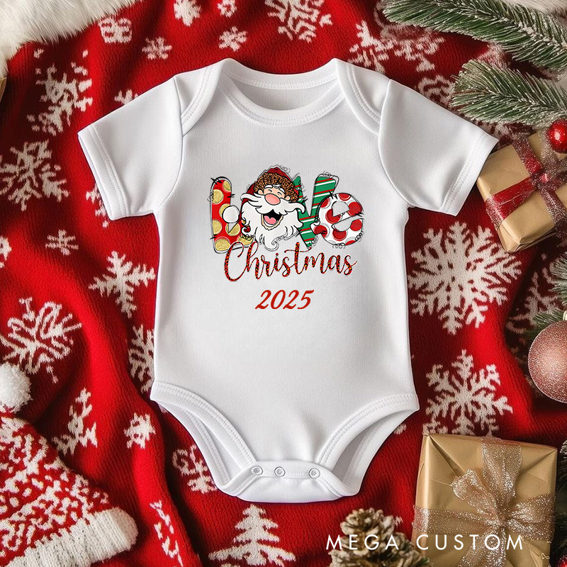 Personalized Love Christmas Baby Onesie Perfect for Celebrating the Holiday Spirit with Festive Cheer Baby Onesie