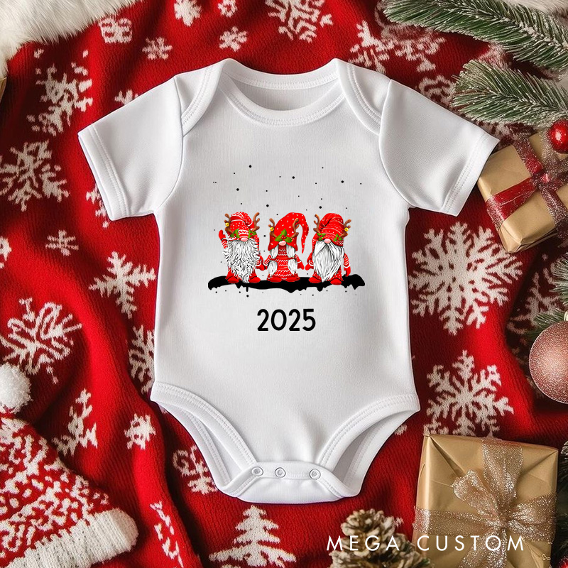 Personalized Christmas Gnomes Baby Onesie Perfect for Adding a Whimsical Touch to Holiday Outfits Baby Onesie