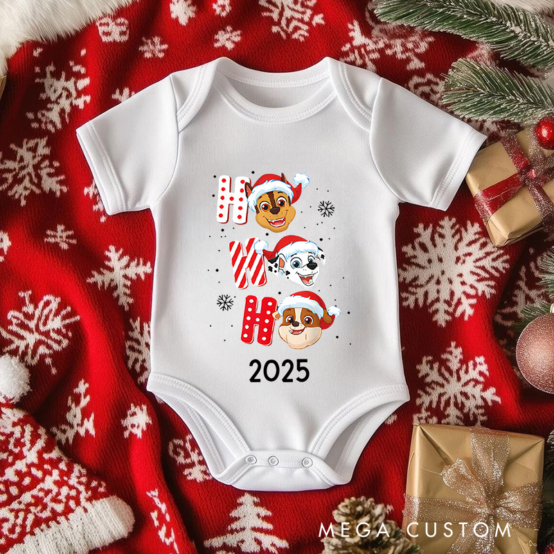 Personalized Ho Ho Ho Christmas Baby Onesie Perfect for Adding Festive Cheer to Holiday Celebrations Baby Onesie