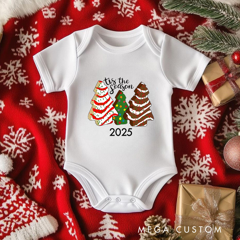 Personalized Tis the Season Christmas Trees Baby Onesie Perfect for Marking a Festive Holiday Moment Baby Onesie