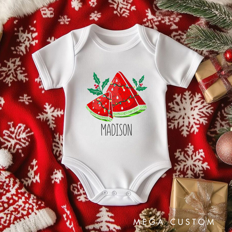 Personalized Christmas Present Baby Onesie Perfect for Celebrating the Holiday Spirit with Joy Baby Onesie