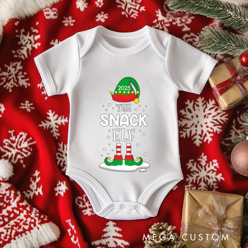 Personalized Snack Elf Baby Onesie Perfect for Adding Playful Fun to Holiday Gatherings Baby Onesie