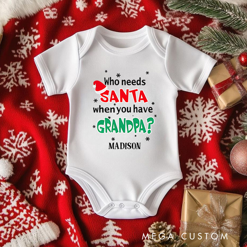 Personalized Santa and Grandpa Baby Onesie Perfect for Adding Humor and Love to Holiday Celebrations Baby Onesie