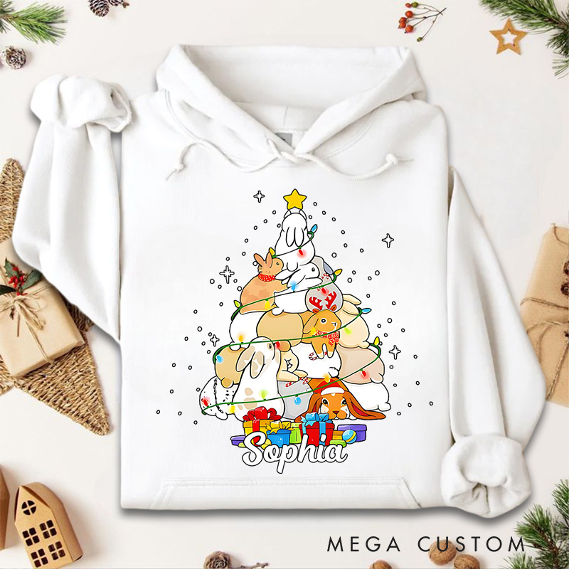 Personalized Christmas Tree with Cute Animals and Gifts Christmas Hoodies